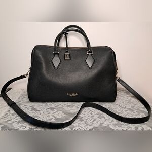 Kate Spade Zip Code Large Satchel Black Pebbled Leather Crossbody Bag Purse